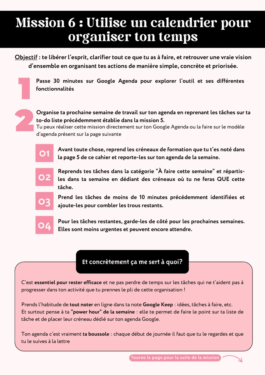 Mission n°6 : ton planning de la semaine
