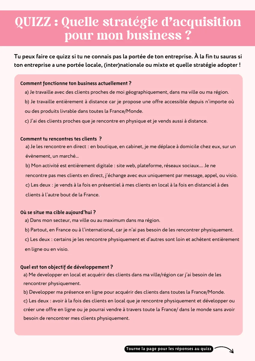 Quiz : quelle stratégie d'acquisition pour ton business, locale, nationale ou mixte ?